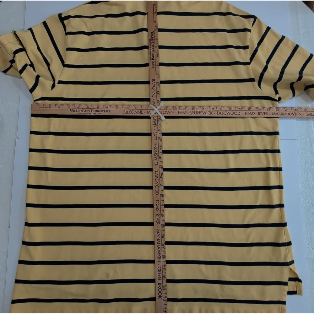 Vintage Ralph Lauren Polo Shirt Mens 2XLT Tall Yellow Navy Striped Preppy Campus